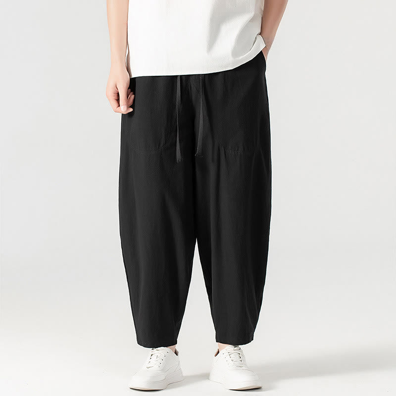 Buddha Stones春秋 無地 ドローストリング メンズ アンクル丈 ハーレムパンツ ポケット付き - image 26