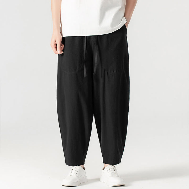 Buddha Stones春秋 無地 ドローストリング メンズ アンクル丈 ハーレムパンツ ポケット付き - image 26