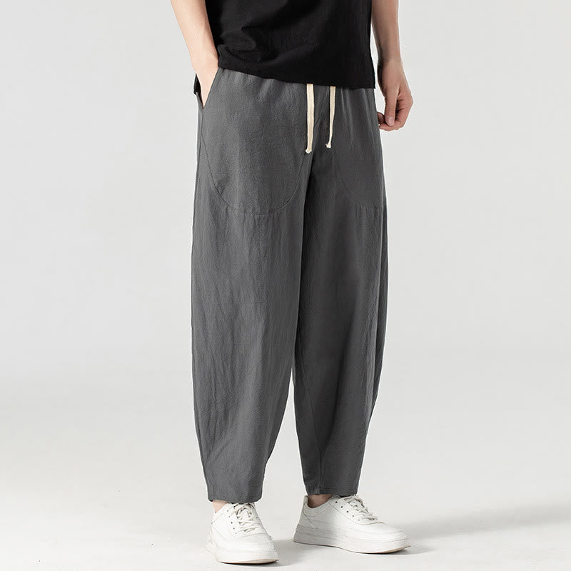 Buddha Stones春秋 無地 ドローストリング メンズ アンクル丈 ハーレムパンツ ポケット付き - image 20