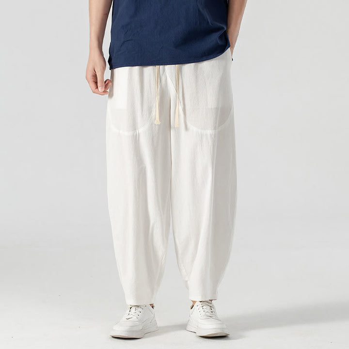 Buddha Stones春秋 無地 ドローストリング メンズ アンクル丈 ハーレムパンツ ポケット付き - image 30