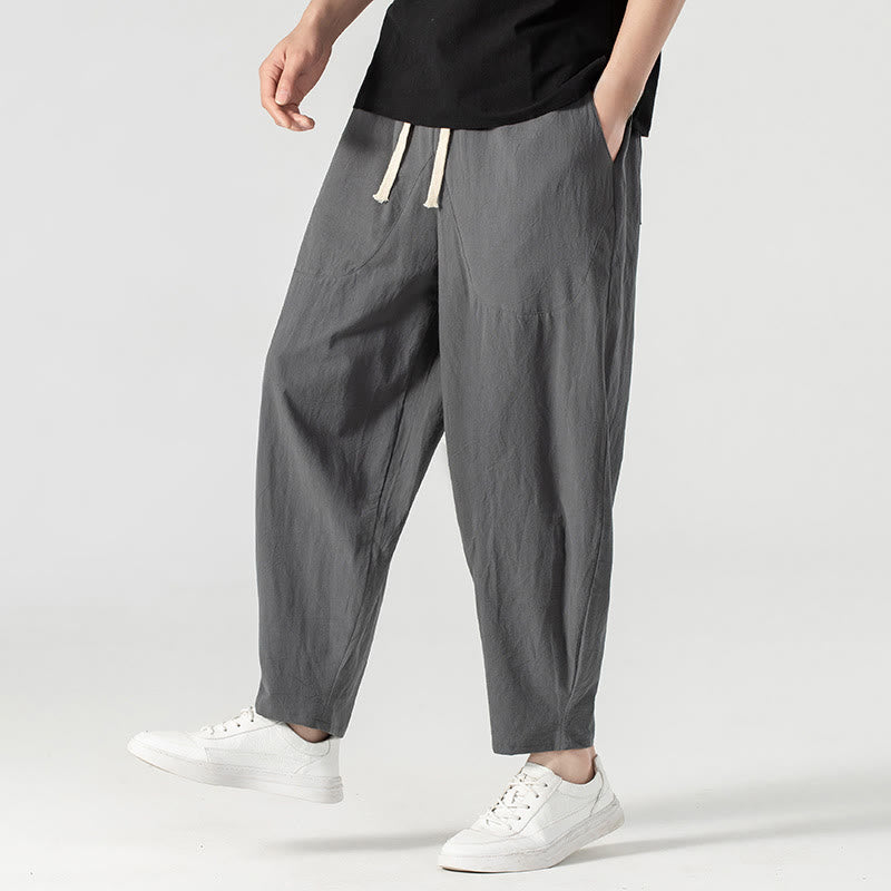 Buddha Stones春秋 無地 ドローストリング メンズ アンクル丈 ハーレムパンツ ポケット付き - image 23