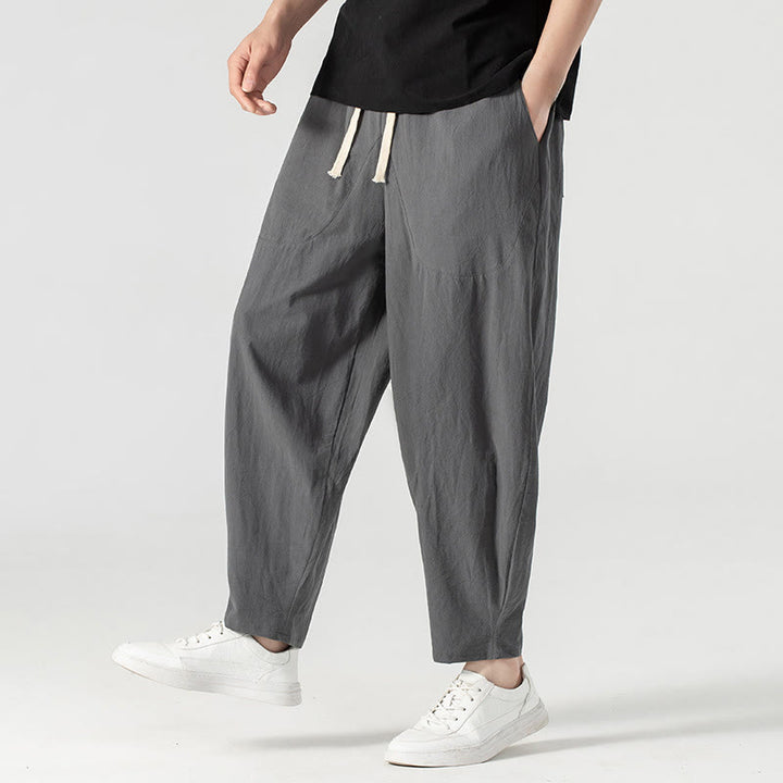 Buddha Stones春秋 無地 ドローストリング メンズ アンクル丈 ハーレムパンツ ポケット付き - image 23