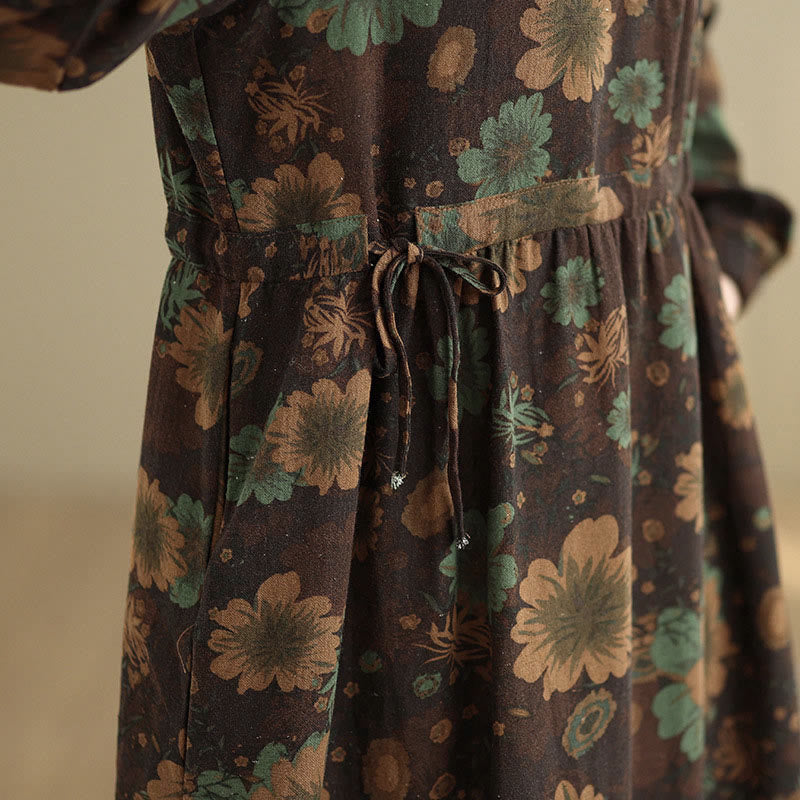 Buddha Stonesの花柄ロングスリーブコットンミディドレス（ポケット付き） - image 21