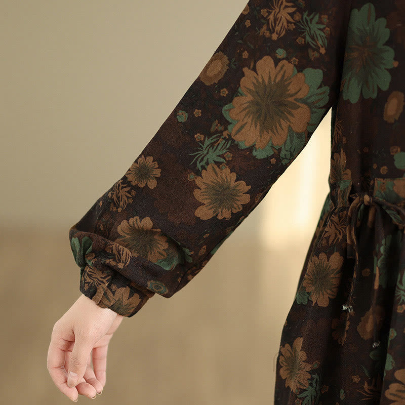 Buddha Stonesの花柄ロングスリーブコットンミディドレス（ポケット付き） - image 23