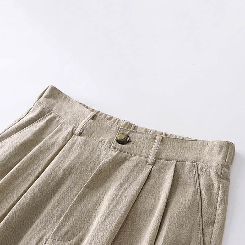 Buddha Stones春秋 無地 ストレートレッグ メンズ コットンリネン パンツ ポケット付き - image 3