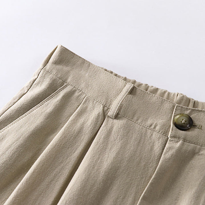 Buddha Stones春秋 無地 ストレートレッグ メンズ コットンリネン パンツ ポケット付き - image 2