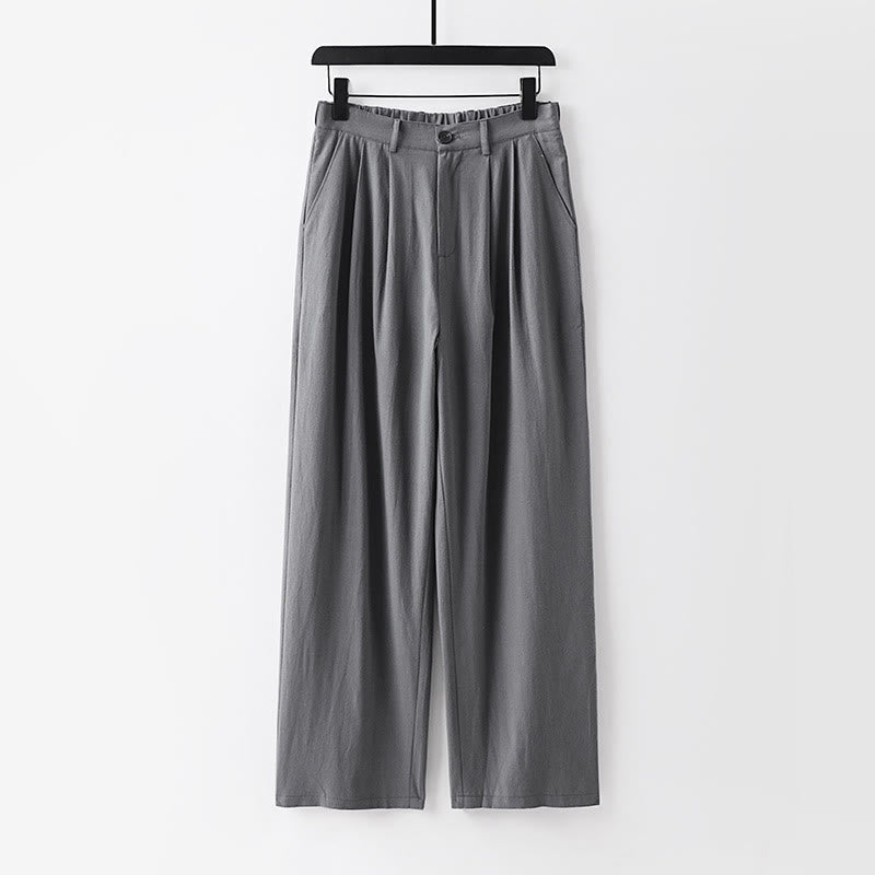 Buddha Stones春秋 無地 ストレートレッグ メンズ コットンリネン パンツ ポケット付き - グレー - US/UK/AU54、 EU64 (9XL) - image 9