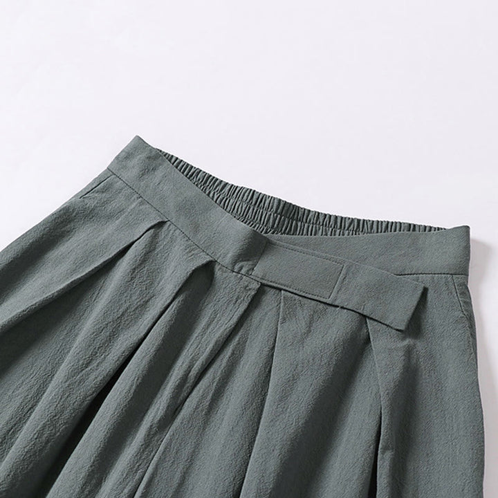 Buddha Stonesプレーンストレートレッグ ジッパーデザイン メンズ コットンリネン パンツ ポケット付き - image 2