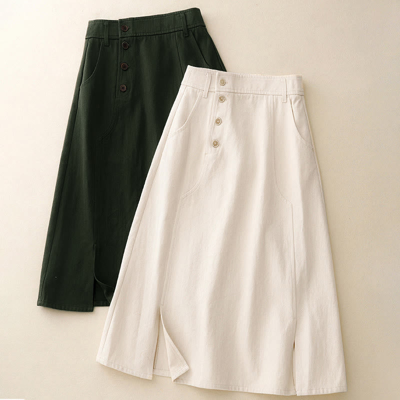 Buddha Stonesレディース ポケット付き無地コットンスカート - image 16