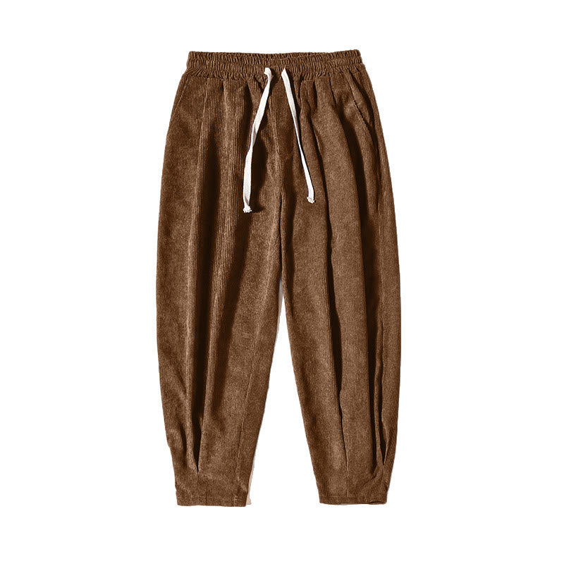 Buddha Stonesレトロ メンズ 無地 フリース裏地 コーデュロイ シンプルデザイン ハーレムパンツ ポケット付き - image 10