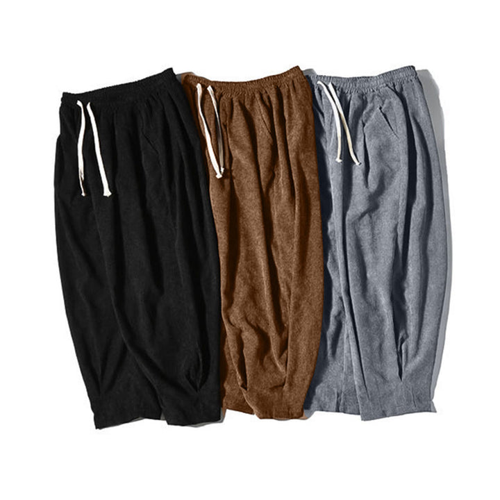 Buddha Stonesレトロ メンズ 無地 フリース裏地 コーデュロイ シンプルデザイン ハーレムパンツ ポケット付き - image 47