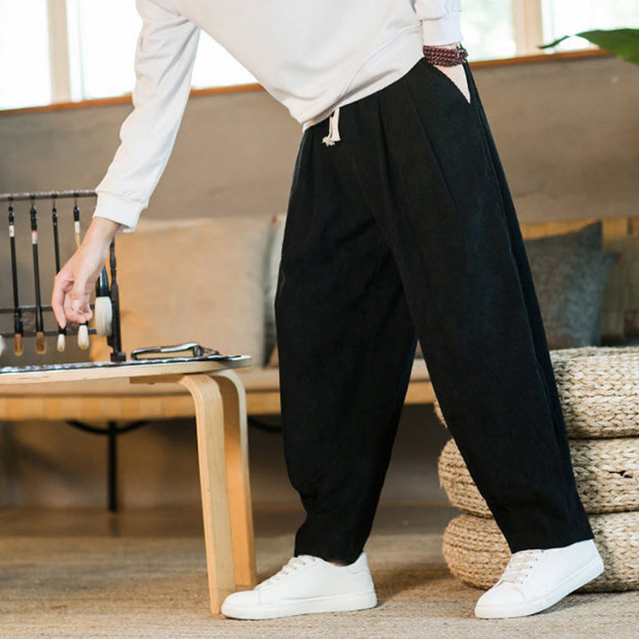 Buddha Stonesレトロ メンズ 無地 フリース裏地 コーデュロイ シンプルデザイン ハーレムパンツ ポケット付き - image 44