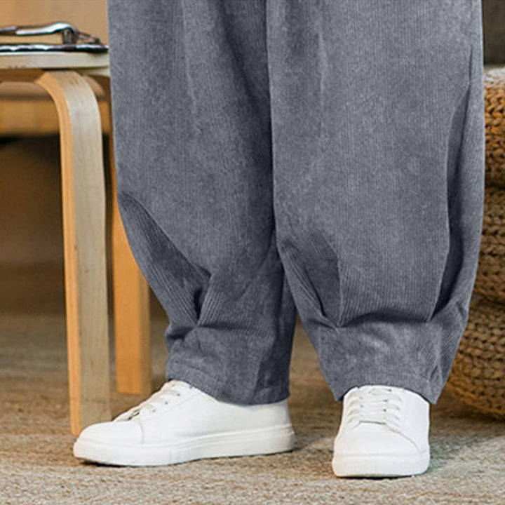 Buddha Stonesレトロ メンズ 無地 フリース裏地 コーデュロイ シンプルデザイン ハーレムパンツ ポケット付き - image 24