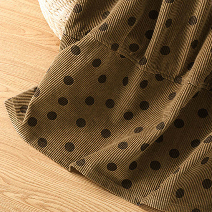 Buddha Stones冬用水玉模様 レディース コーデュロイ スカート ポケット付き - image 8