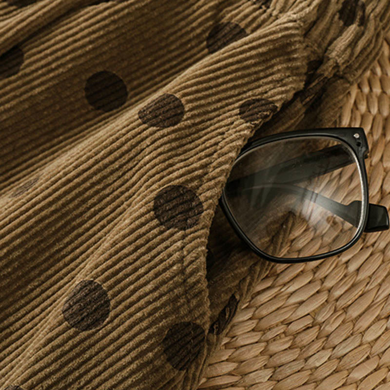 Buddha Stones冬用水玉模様 レディース コーデュロイ スカート ポケット付き - image 7