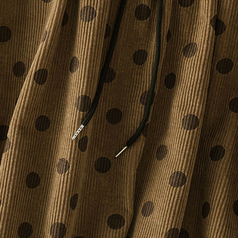 Buddha Stones冬用水玉模様 レディース コーデュロイ スカート ポケット付き - image 6