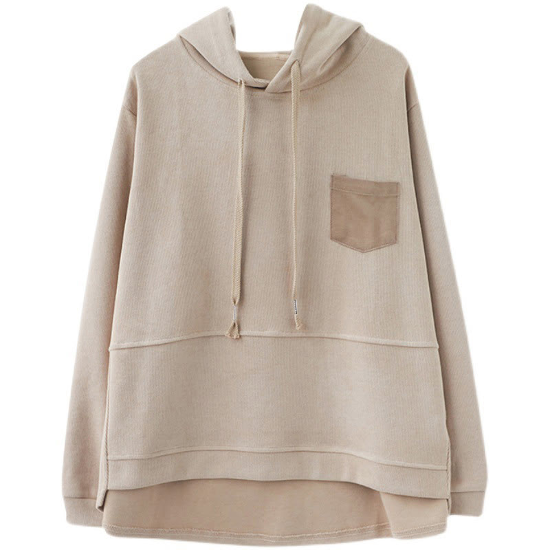 Buddha Stones秋 無地 装飾ポケット コットン 長袖 レディース パーカー - image 32