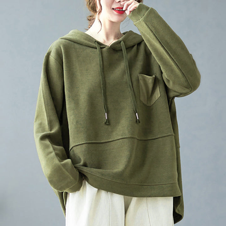 Buddha Stones秋 無地 装飾ポケット コットン 長袖 レディース パーカー - image 13