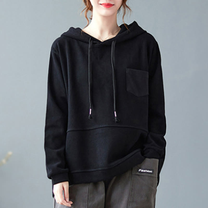 Buddha Stones秋 無地 装飾ポケット コットン 長袖 レディース パーカー - image 21