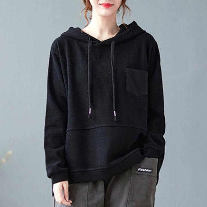 Buddha Stones秋 無地 装飾ポケット コットン 長袖 レディース パーカー - image 21