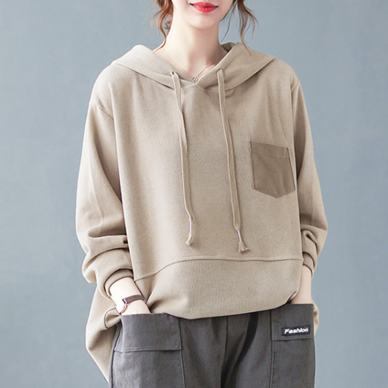 Buddha Stones秋 無地 装飾ポケット コットン 長袖 レディース パーカー - image 29