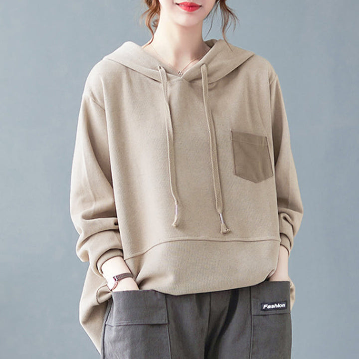 Buddha Stones秋 無地 装飾ポケット コットン 長袖 レディース パーカー - image 29