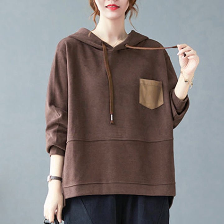 Buddha Stones秋 無地 装飾ポケット コットン 長袖 レディース パーカー - image 4