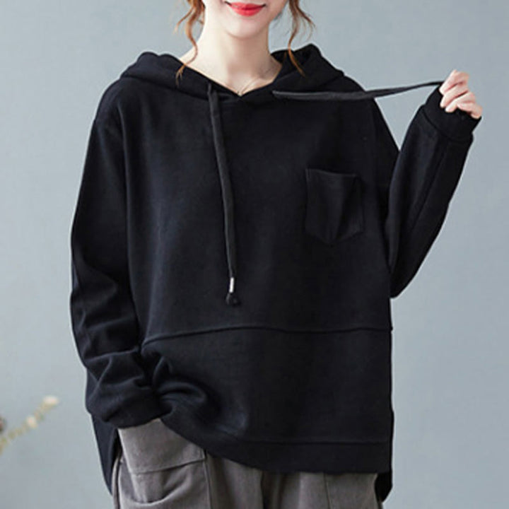 Buddha Stones秋 無地 装飾ポケット コットン 長袖 レディース パーカー - image 20