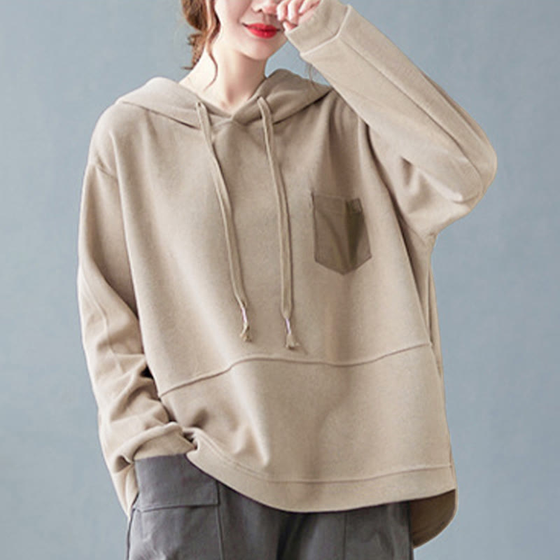 Buddha Stones秋 無地 装飾ポケット コットン 長袖 レディース パーカー - image 26