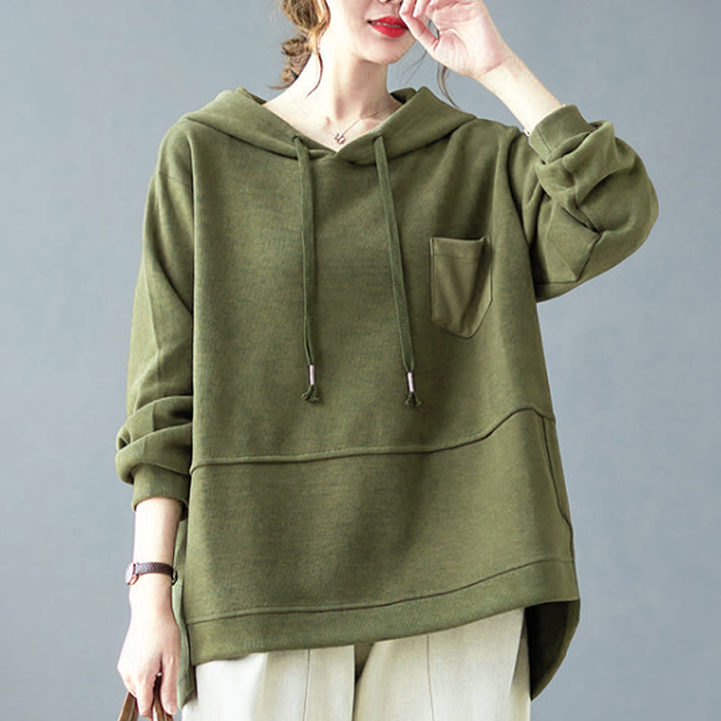 Buddha Stones秋 無地 装飾ポケット コットン 長袖 レディース パーカー - image 14