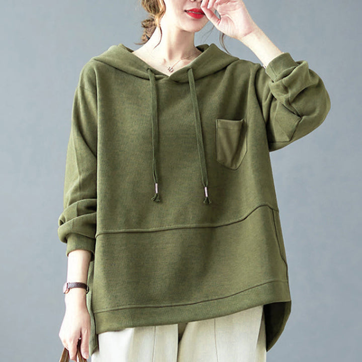 Buddha Stones秋 無地 装飾ポケット コットン 長袖 レディース パーカー - image 14