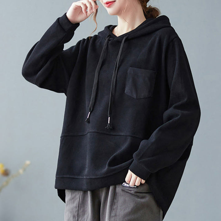 Buddha Stones秋 無地 装飾ポケット コットン 長袖 レディース パーカー - image 23