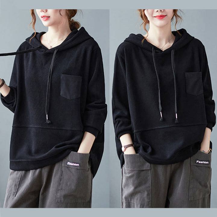 Buddha Stones秋 無地 装飾ポケット コットン 長袖 レディース パーカー - image 24