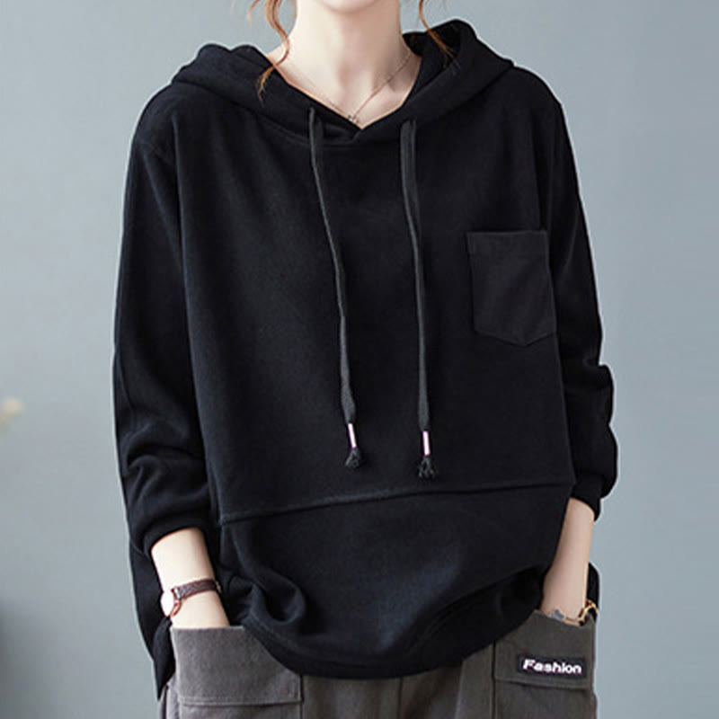 Buddha Stones秋 無地 装飾ポケット コットン 長袖 レディース パーカー - image 19