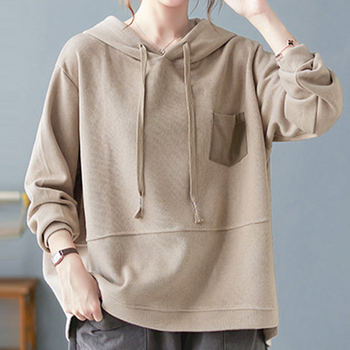 Buddha Stones秋 無地 装飾ポケット コットン 長袖 レディース パーカー - image 30