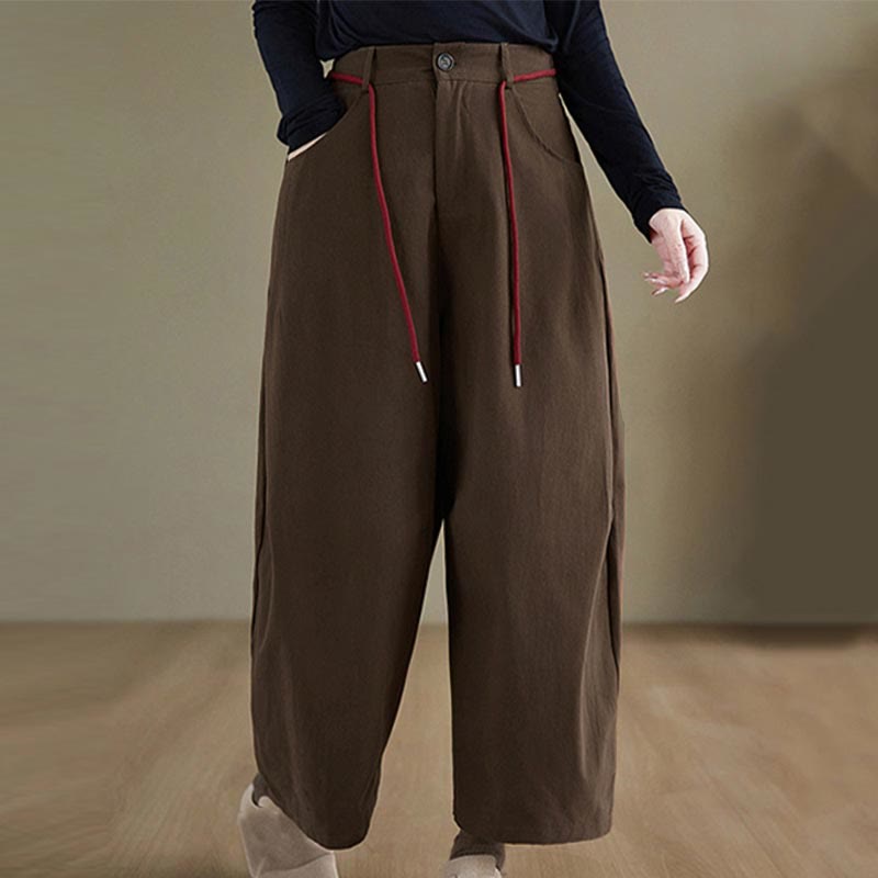 Buddha Stones無地コットン カジュアル レディース 7-8丈パンツ ポケット付き - image 8