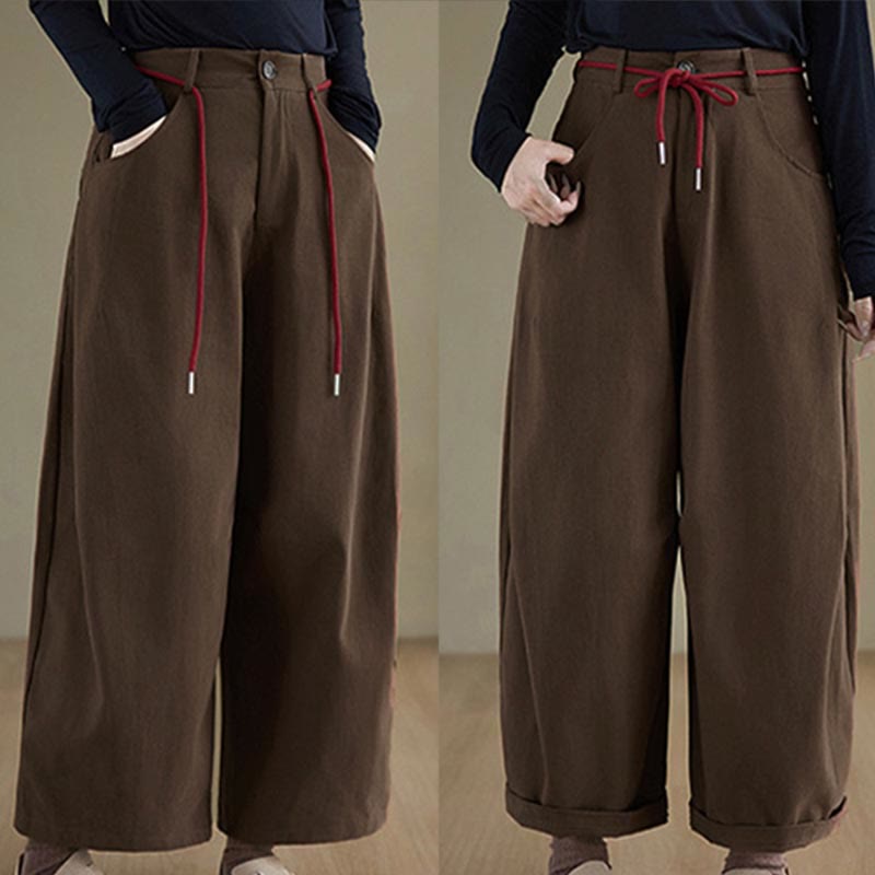 Buddha Stones無地コットン カジュアル レディース 7-8丈パンツ ポケット付き - image 10