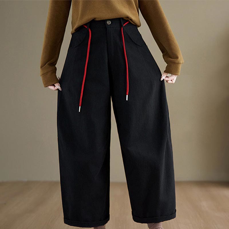 Buddha Stones無地コットン カジュアル レディース 7-8丈パンツ ポケット付き - image 12