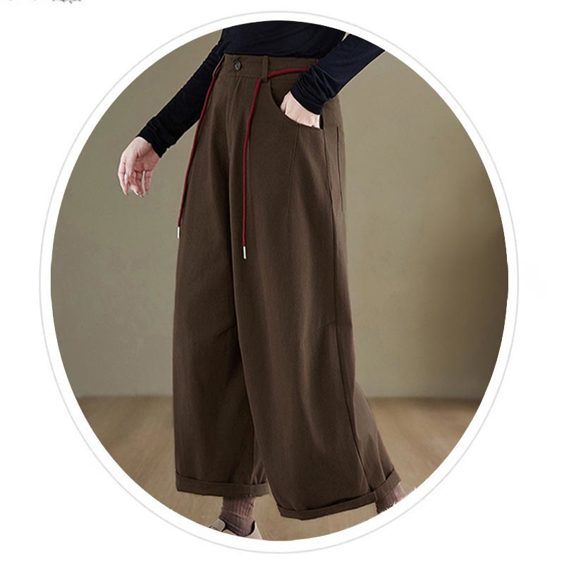 Buddha Stones無地コットン カジュアル レディース 7-8丈パンツ ポケット付き - image 9