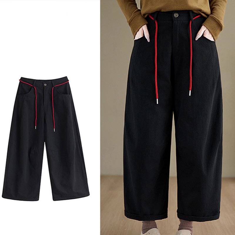 Buddha Stones無地コットン カジュアル レディース 7-8丈パンツ ポケット付き - image 14
