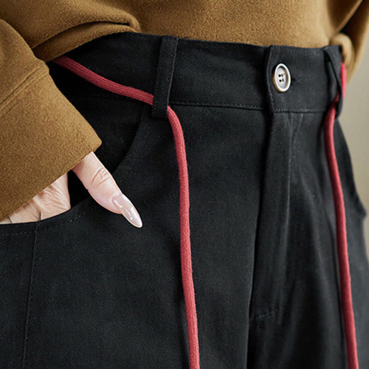 Buddha Stones無地コットン カジュアル レディース 7-8丈パンツ ポケット付き - image 18