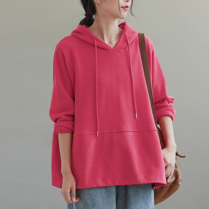 Buddha Stones秋冬 無地 サイドボタン コットン 長袖 レディース パーカー - image 14