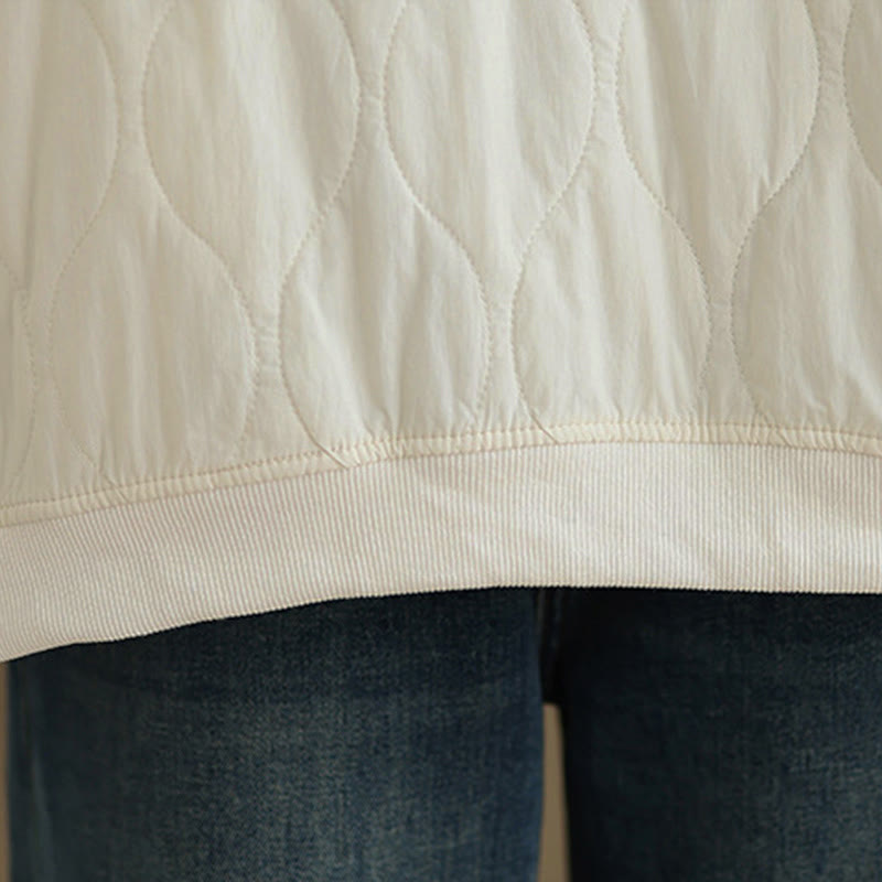 Buddha Stones秋ソリッドカーブデザインクルーネック長袖レディースコットンスウェットシャツポケット付き - image 12