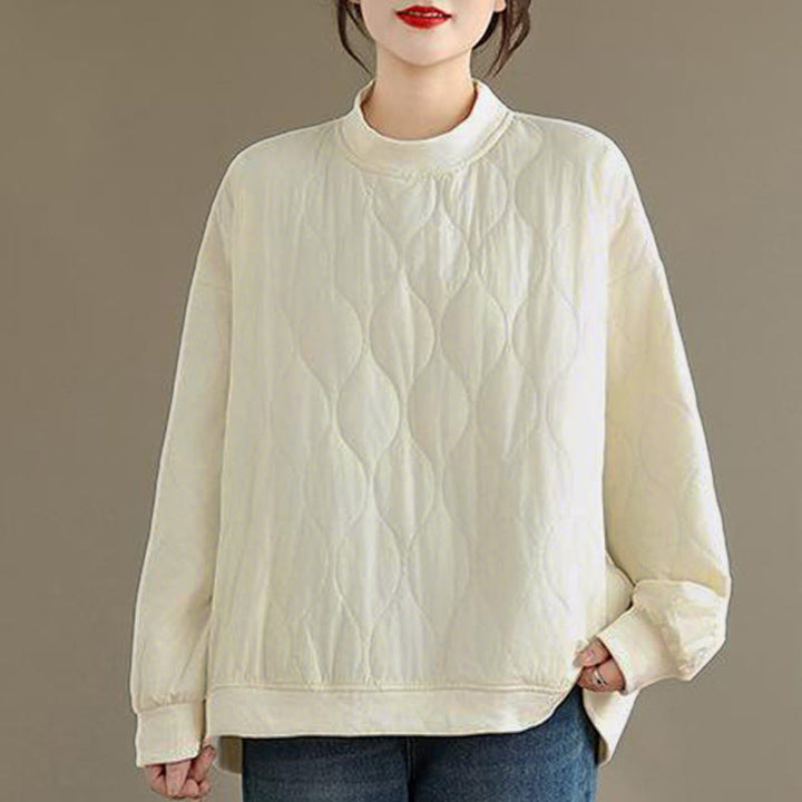 Buddha Stones秋ソリッドカーブデザインクルーネック長袖レディースコットンスウェットシャツポケット付き - 白 - US14、 UK/AU18、 EU46 (2XL) - image 5