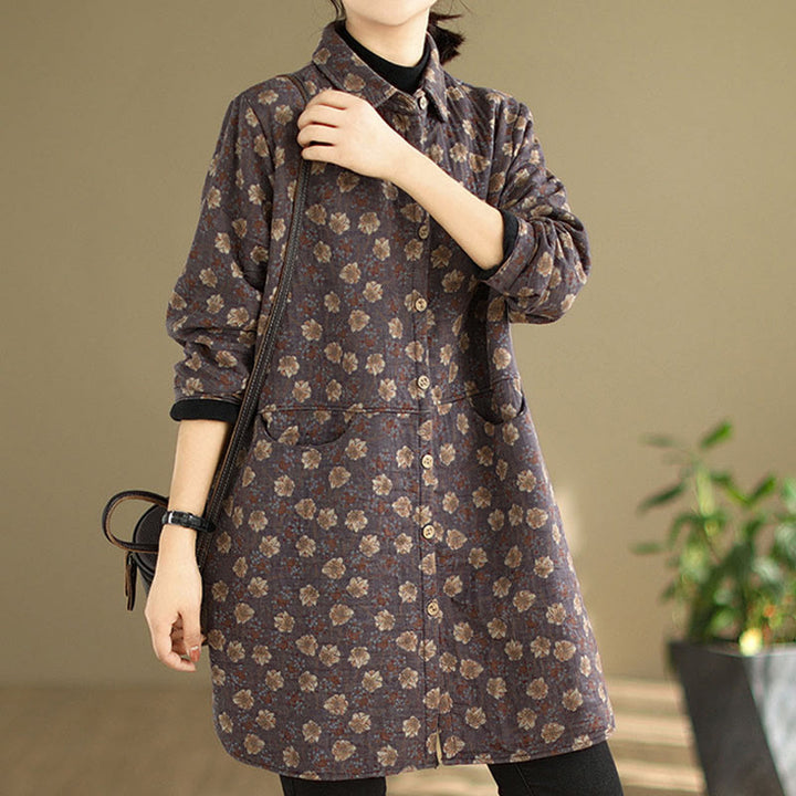 Buddha Stones秋冬 ボタン 花柄 長袖 コットン レディース ジャケット ポケット付き - image 9