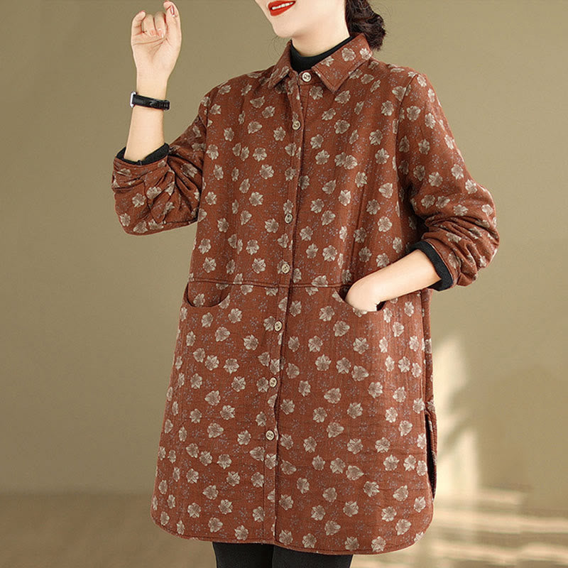 Buddha Stones秋冬 ボタン 花柄 長袖 コットン レディース ジャケット ポケット付き - image 14