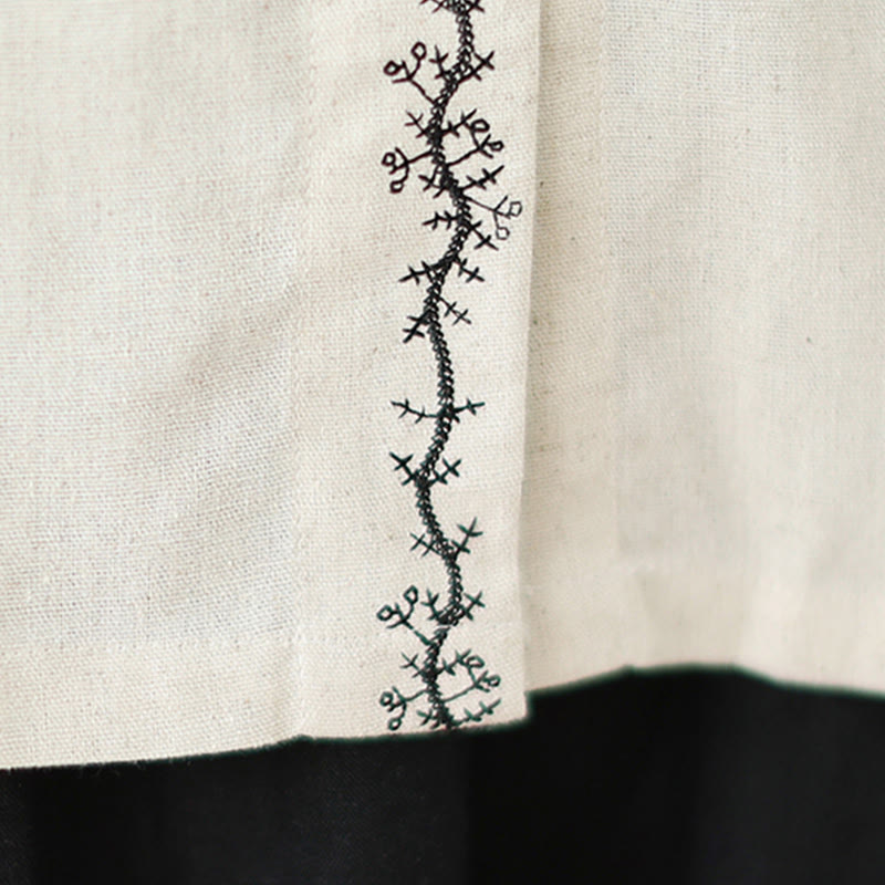 Buddha Stones春 刺繍 ボタン デザイン レディース コットン ピーターパンカラー 長袖シャツ - image 11