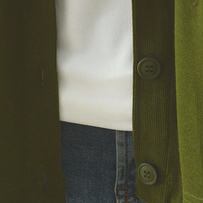 Buddha Stones無地 ボタンダウン 装飾ポケット レディース 長袖カーディガン - image 11