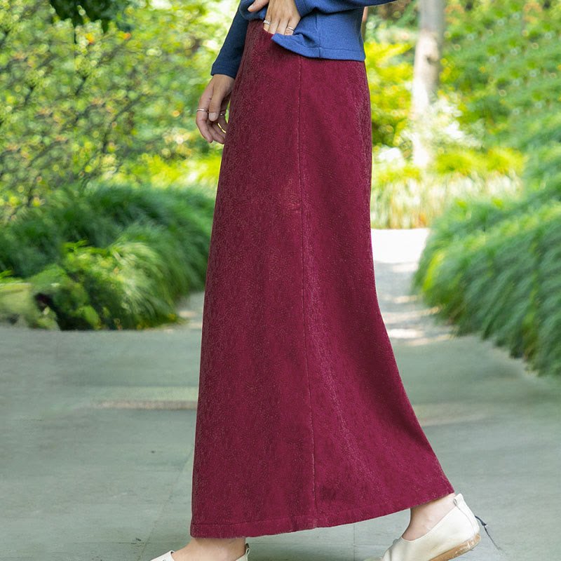 Buddha Stones秋冬 花柄 カエルボタン レディース コーデュロイ スカート ポケット付き - image 7