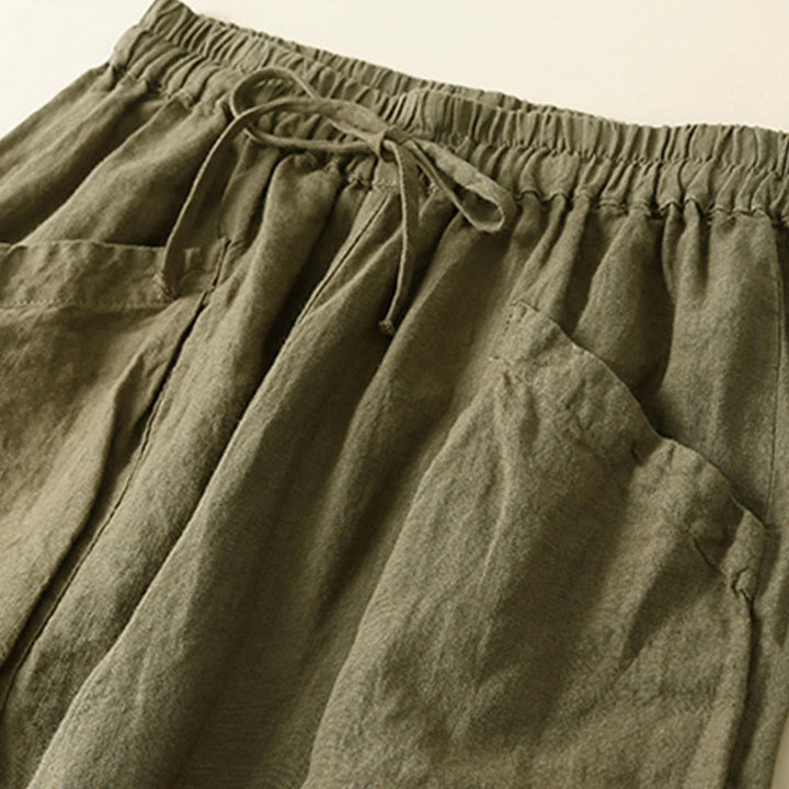 Buddha Stones Commute レディース プレーン ハーレム カプリ コットン パンツ ポケット付き - image 1